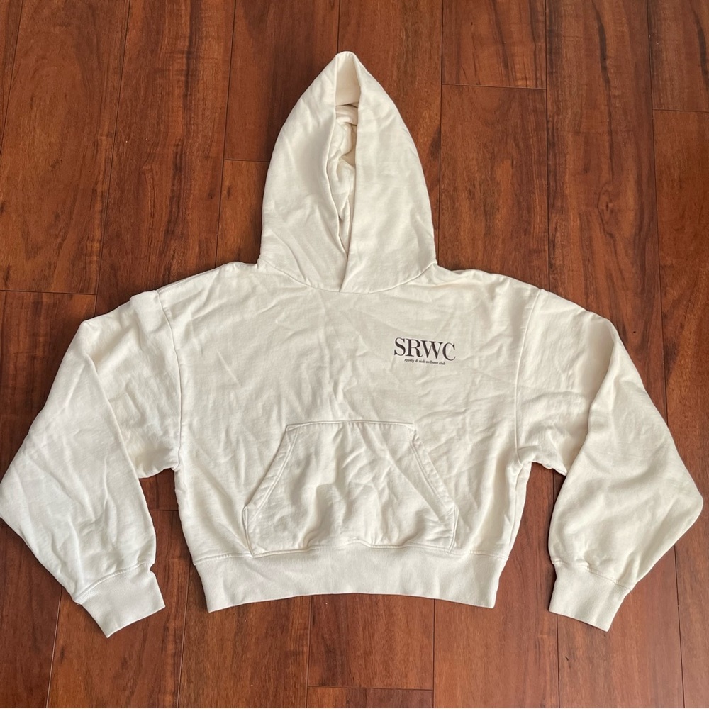 NEW SPORTY & RICH UPPER EAST SIDE CROPPED CREAM HOODIE SZ SMALL S - Picture 6 of 8